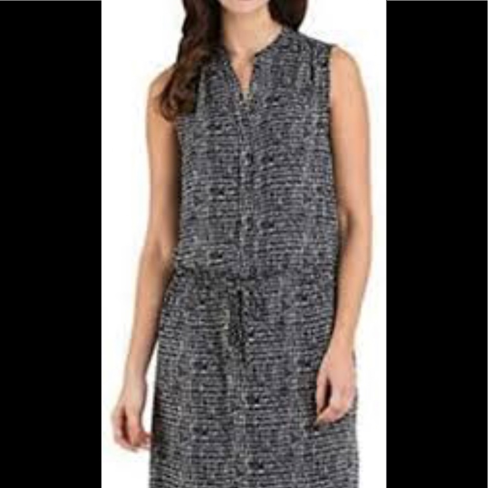NWT Hilary Radley Women's Sleeveless Tunic Dress Black/White Size 2